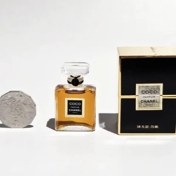 ultra rare first edition 1984 1986 vintage chanel coco pure parfum 7.5ml (1/4 fl. oz.) crystal flacon with original presentation box
